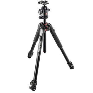  Manfrotto MK055XPRO3-BH Aluminum 3-section Tripod Kit, Includes Ball Head with Quick Release Camera Plate, Load Capacity 17.64lbs, 72.1" Max Height 