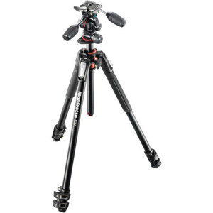  Manfrotto MK190XPRO3-3W 190 Aluminum 3-Section Tripod Kit with 3-Way Head, QR Camera Plate, Horizontal Column, 13.23 lbs Capacity 