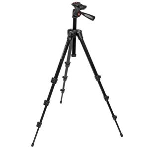  Manfrotto 393 Aluminum Tripod with Photo/Video Head, Quick Release, Max Height 55", Supports 5lbs., Black 