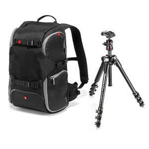  Manfrotto MKBFRA4-BH BeFree Travel Tripod - Bundle - with Advanced Travel Backpack, Black 