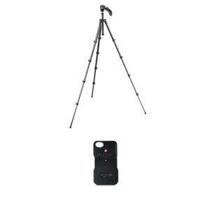  Manfrotto Compact Series Tripod with Built-in Photo/Video Head, Black with Carrying Bag Bundle With  KLYP Iphone 4/4s Case 