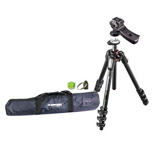  Manfrotto MT055CXPRO4 Carbon Fiber 4 Sections Tripod with Horizontal Column, - Bundle With Manfrotto 322RC2 Grip Action Ball Head, Tripod Case, Bubble Level, Tripod Hangar 