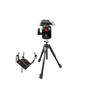  Manfrotto MT055XPRO3 Aluminum 3 Sections Tripod with Horizontal Column, - Bundle With Slinger BigBag Tripod Bag, Tripple Bubble Level, Tripod Hanger 