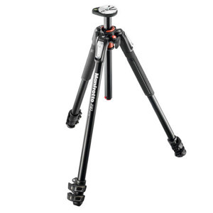  Manfrotto MT190 Aluminum 3-Section Tripod with Horizontal Column, 63" Max Height, Supports 15.4 lbs 