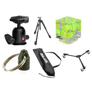 Manfrotto MT190XPRO3 Aluminum 3-Section Tripod with Horizontal Column, 63" Max Height - Bundle With Bogen Compact Ball Head 496 W/RC2 Quick Release, VT-2 Universal Tripod Dolly, Triple Bubble Level, 35" Deluxe Tripod Case, Tripod Hanger