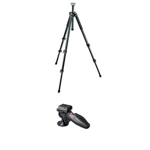  Manfrotto MT294A3 3-Section Aluminium Tripod, with  324RC2 Lightweight Adapto Technopolymer Body Joystick Head with Quick Release, Dark Gray 