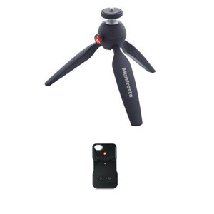  Manfrotto Pixi Mini Tripod, 5.3" Max Height, Black Bundle With Bogen KLYP Iphone4/4s Case 