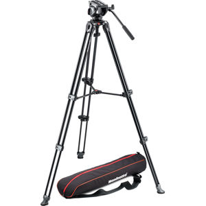  Manfrotto MVK500AM Professional Fluid Video System, Twin Legs / Middle Spreader, 11.02 lbs Load Capacity, 60.63" Max Height 