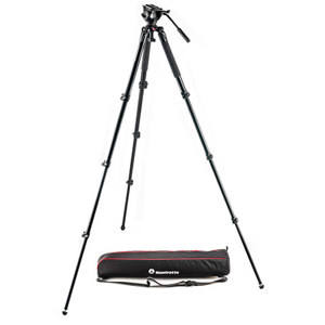  Manfrotto MVK500AQ 4 Section Aluminum Single Leg Video System, Includes MVH500AH Fluid Video Head, MVT535AQ Single Leg Tripod, MVA060T Adapter 