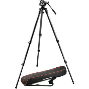  Manfrotto MVK500C Professional Fluid Video System, Carbon / Single Legs, 11.02lbs Load Capacity, 71.85" Maximum Height 