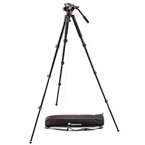  Manfrotto MVK502AQ 4 Section Aluminum Single Leg Video System, Includes MVH502AH Fluid Video Head, MVT535AQ Aluminum Single Leg Tripod, MVA060T Adapter, Bag 