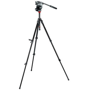  Manfrotto Aluminum Tripod System with 128RC Micro Fluid Head, 755XBK MDeVe Video Tripod Legs 