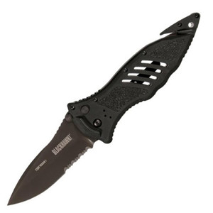 Blackhawk CQD Mark I Aluminum Handle Serrated Edge Folding Knife with 3.75" Drop Point Blade 