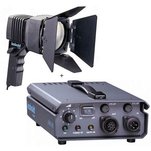  Bron Kobold DLF 200 AC Reporter Kit, with 200 watt HMI Sun Gun, Ballast, Lamp & Barndoors 