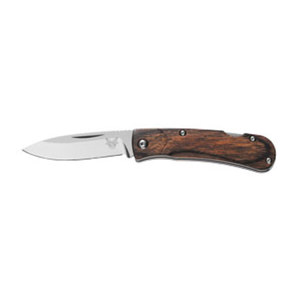  Benchmade 15056 Small Summit Lake Lock-Back Plain Edge Folding Knife with Drop-Point Blade, Wood Handle Scales 