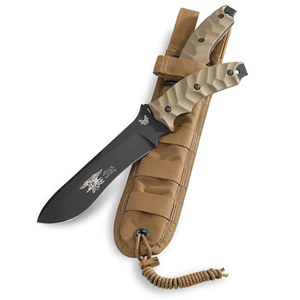  Benchmade 150 Marc Lee Glory Tribute Fixed Blade Plain Edge Knife with Soft Sheath, Coyote Brown 
