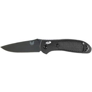 Benchmade 551 Griptillian AXIS Black Plain Edge Folding Knife with Drop-Point BK1 Coated D2 Steel Blade, Pardue Design, Thumb Stud Opener 