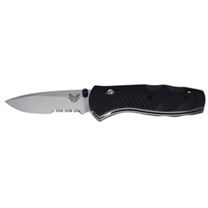 Benchmade 585 Mini-Barrage AXIS-Assist ComboEdge Serrated Knife with Drop-Point Satin Blade, Osborne Design 