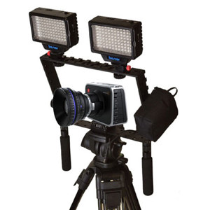  Bescor Dual Light Package for Blackmagic Cinema Blackmagic Design Camera, with 2 LED-70 Lights, Extended Blackmagic Design Camera Battery and Blackmagic Design Camera Bracket 