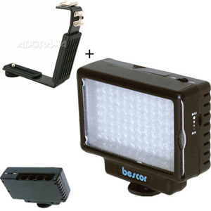  Bescor LED-70 Dimmable 70W Video and DSLR Light - Bundle - with 2 Shoe L-Bracket 
