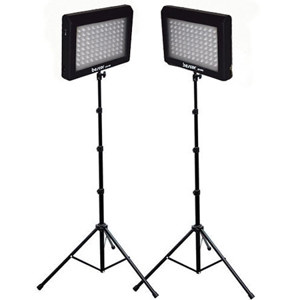  Bescor LED-95DK2 LED Video Light Kit with Two LED Light Panels, Two Pieces Floor Stands and Two AC Adaptors 