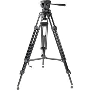 Bescor TH-770 Aluminum 2-Stage Tripod with 65mm Ball Base Fluid Head, Mid-Level Spreader & Case, Supports 15 lbs 