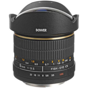  Bower SLY358C 8mm f/3.5 Fisheye Lens For Canon APS-C EOS Cameras 