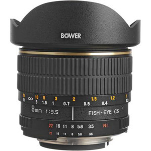  Bower 8mm f/3.5 Fisheye Manual Focus Lens for Nikon AF APS-C Autofocus Cameras 