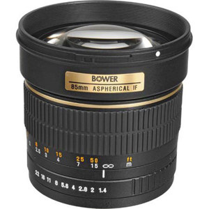  Bower 85mm f/1.4 Manual Focus Lens for Nikon Cameras, with Hood & Case 