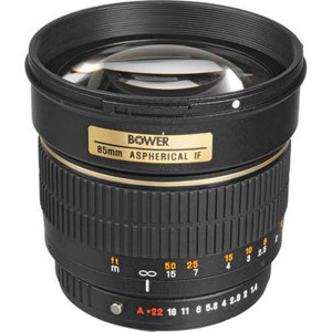  Bower 85mm f/1.4 Manual Focus Lens for Pentax K Cameras, with Hood & Case 
