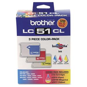  Brother LC513PKS Cyan/Magenta/Yellow Ink Cartridge, 3 Pack 