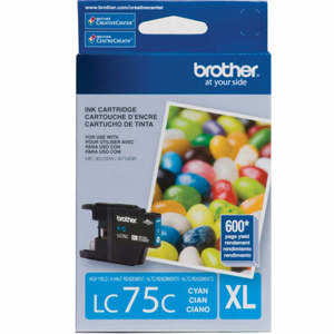  Brother LC75C Innobella High Yield (XL Series) Cyan Ink Cartridge, 600 Pages Yields 