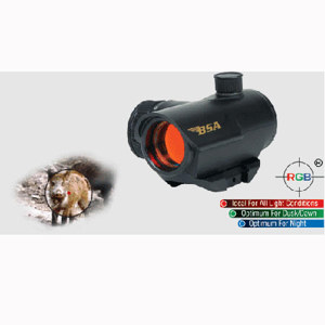  BSA Optics Huntsman 20mm Red Dot Sight with with Integral Weaver-Style Mount & RGB Reticle, for Rifle or Shotgun 