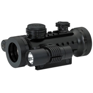  BSA Optics 1x30mm Stealth Tactical Series Riflescope, Matte Black Finish with Illuminated Red Dot Reticle, Flashlight & Red Laser, 5/8" Standard Mounting Base 