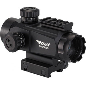  BSA Optics Tactical Weapon 1x35 Red/Green Dot Sight, 5 MOA Red/Green Dot, Fully Coated Optics, Water, Fog & Shock Proof, 