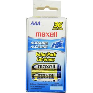 Maxell "AAA" 1.5v Alkaline Battery (36-Pack) 723815