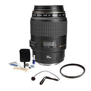  Canon EF 100mm f/2.8 USM Macro Auto Focus Lens Kit, USA with Pro Optic 58mm MC UV Filter, Lens Cap Leash, Professional Lens Cleaning Kit 