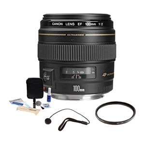  Canon EF 100mm f/2 USM Medium Telephoto AutoFocus Lens Kit, USA with Pro Optic 58mm MC UV Filter, Lens Cap Leash, Professional Lens Cleaning Kit 