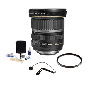  Canon EF-S 10-22mm f/3.5-4.5 USM Lens Kit - U.S.A. Warranty with Tiffen 77mm UV Wide Angle Filter, Lens Cap Leash, Professional Lens Cleaning Kit 