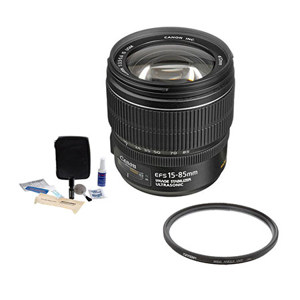 Canon EF-S 15-85mm f/3.5-5.6 USM IS Image Stabilized AF Lens kit, - U.S.A. Warranty - with Tiffen 72mm UV Wide Angle Filter, Digital Camera & Lens Cleaning Kit 