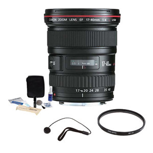 Canon EF 17-40mm f/4L USM Ultra Wide Angle Zoom Lens Kit, USA with Tiffen 77mm UV Wide Angle Filter, Lens Cap Leash, Professional Lens Cleaning Kit 