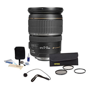 Canon EF-S 17-55mm f/2.8 IS USM Digital SLR Zoom Lens Kit - U.S.A. Warranty with Tiffen 77mm Wide Angle Filter Kit, Lens Cap Leash, Professional Lens Cleaning Kit 
