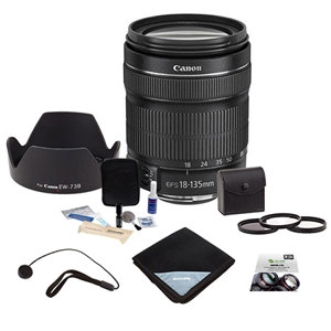  Canon EF-S 18-135mm f/3.5-5.6 IS STM Lens - Bundle With 67 Essentials Filter Kit, New Leaf 5 Year Lens Warranty, Pro-Optic Lens Wrap 15X15 Black, Lens Hood Type EW-73B, CapKeeper 2 Lens Cap Leash, Lenspen Lens Cleaner 