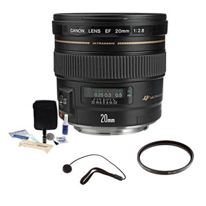  Canon EF 20mm f/2.8 USM AF Ultra Wide Angle Lens Kit, USA with Tiffen 72mm UV Wide Angle Filter, Lens Cap Leash, Professional Lens Cleaning Kit 