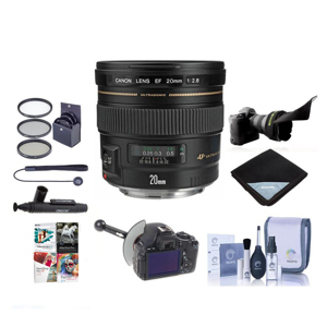 Canon EF 20mm f/2.8 USM AF Ultra Wide Angle Lens Kit, USA - Bundle with Pro Optic 72MM Essentials Filter Kit, New Leaf 3 Year (Drop & Spills) Warranty, Pro-Optic Lens Wrap 15X15 Black, Lens cap leash, Professional Lens Cleaning Kit