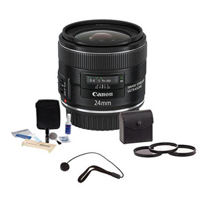  Canon EF 24mm f/2.8 IS USM Lens U.S.A. - Bundle - with Pro Optic 58mm Digital Essentials Filter Kit, Lens Cap Leash, Professional Lens Cleaning Kit 