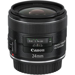  Canon EF 24mm f/2.8 IS USM Wide Angle Lens - U.S.A. Warranty - Bundle with New leaf 3 Year (Drops & Spills) Warranty, Pro Optic 58mm Digital Essentials Filter Kit, Lens Cap Leash, Professional Lens Cleaning Kit 