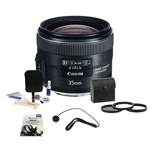  Canon EF 35mm f/2 IS USM Lens, USA - Bundle - with 67mm Filter Kit (UV, CP, ND2), New Leaf 5 Year Extended Warranty, Lens Cleaning, Kit Cap Leash II 