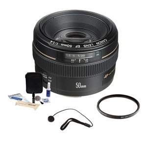  Canon EF 50mm f/1.4 USM Standard AutoFocus Lens Kit, USA with Pro Optic 58mm MC UV Filter, Lens Cap Leash, Professional Lens Cleaning Kit 