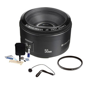  Canon EF 50mm f/1.8 II Standard AutoFocus Lens Kit, USA with 52mm UV Filter, Lens Cap Leash, Professional Lens Cleaning Kit 